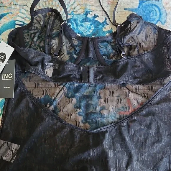 I.N.C. Intimates Size XL Black Sheer Lace and Mesh Bodysuit - Picture 8 of 15